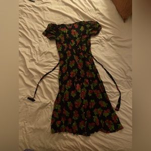 Vintage Betsey Johnson Midi Rose Dress